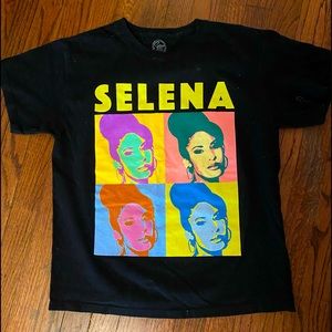 Selena portrait Pop Art black youth T-shirt